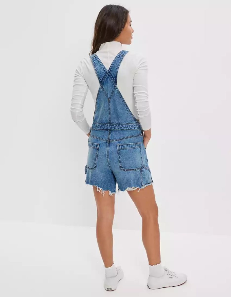 Shorts American Eagle AE Dreamy Drape Denim Baggy Overall Lavage Clair Femme | BTR-38465596